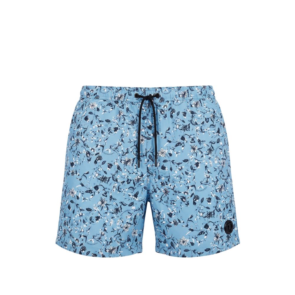 Trussardi Beachwear Hellblaue Polyester Herren Badeshorts