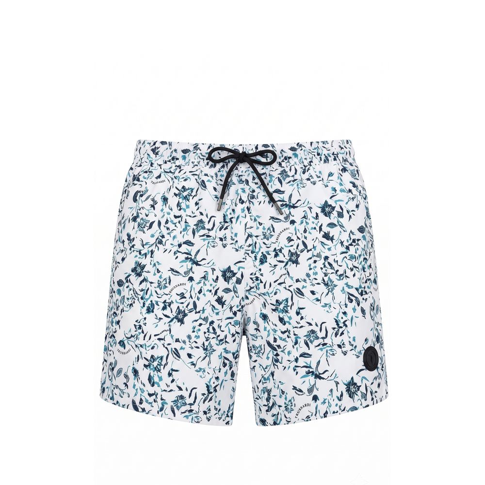 Trussardi Beachwear Weiße Polyester Herren Badeshorts