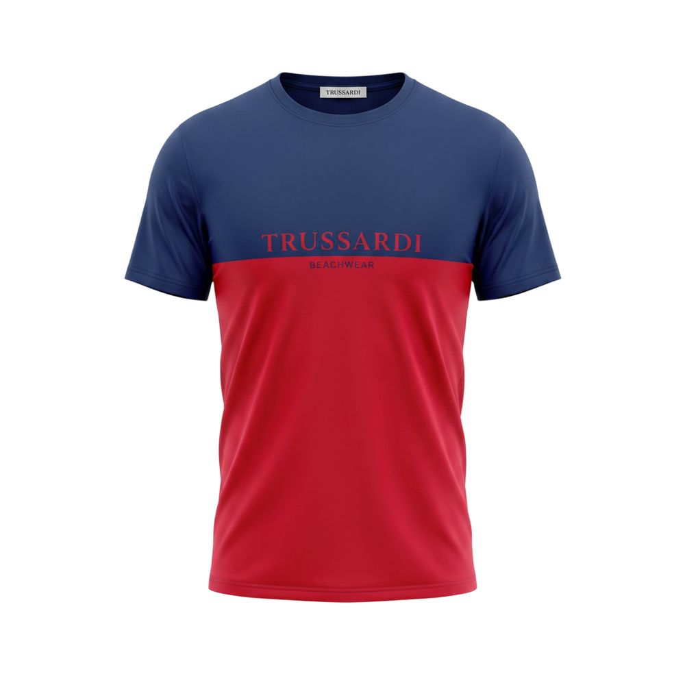 Trussardi Beachwear Rotes Baumwolle Männer T-Shirt