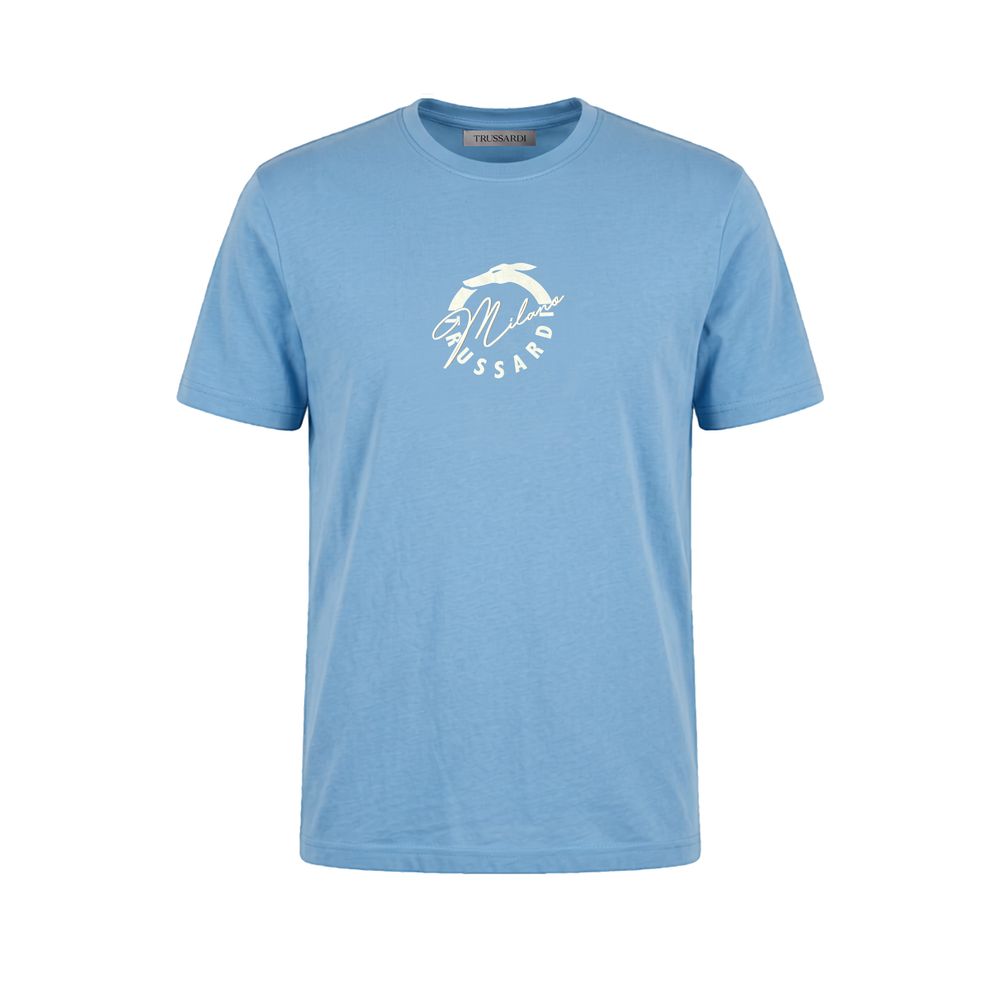 Trussardi Beachwear Hellblaues Baumwoll-Herren-T-Shirt