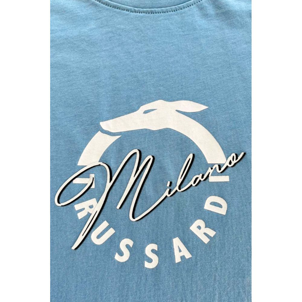 Trussardi Beachwear Hellblaues Baumwoll-Herren-T-Shirt