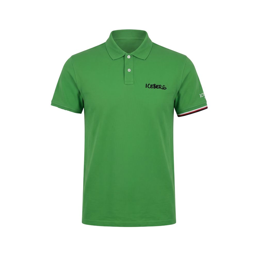 Iceberg Grünes Herren-Poloshirt aus Baumwolle