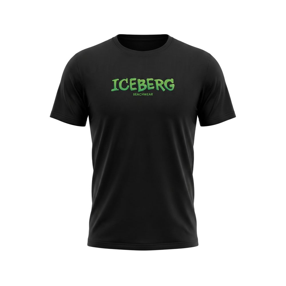 Iceberg Schwarzes Baumwolle Männer T-Shirt