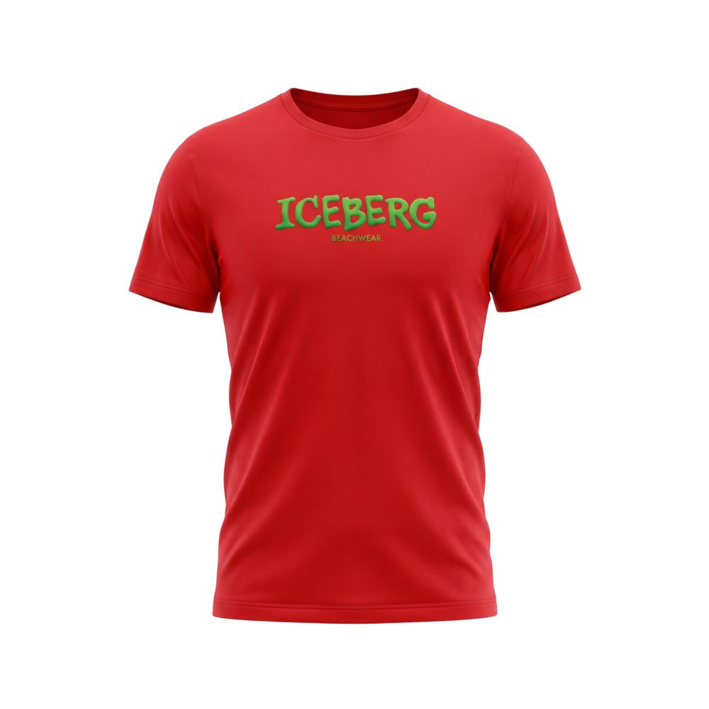 Iceberg Rotes Baumwolle Männer T-Shirt