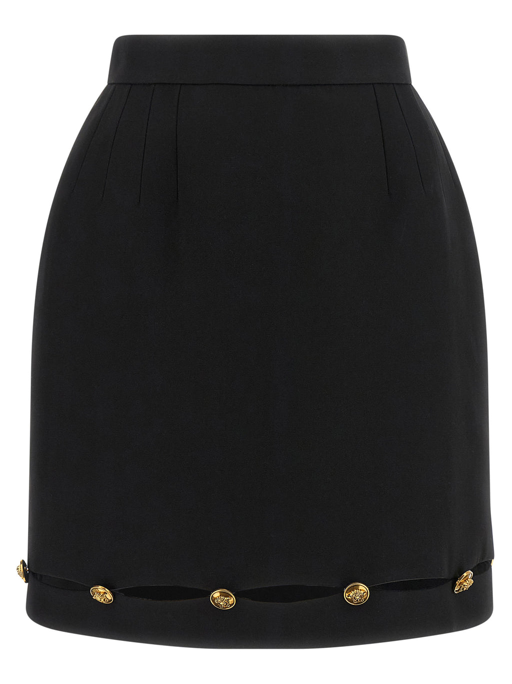 Versace Black Virgin Wool Long Skirt