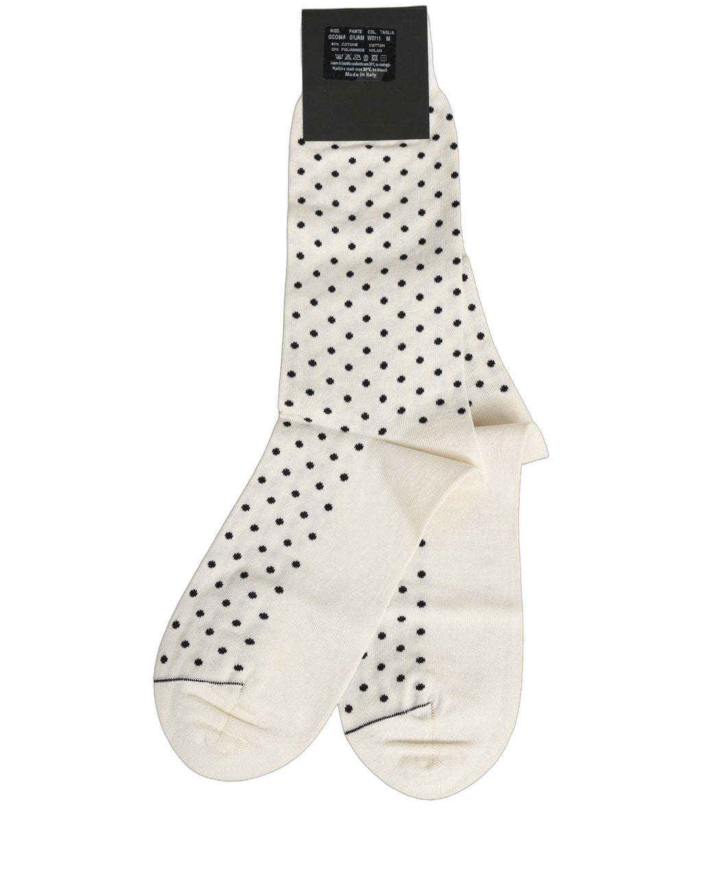 Dolce & Gabbana Off White Cotton Polka Dot Mid Calf Accessory Socks