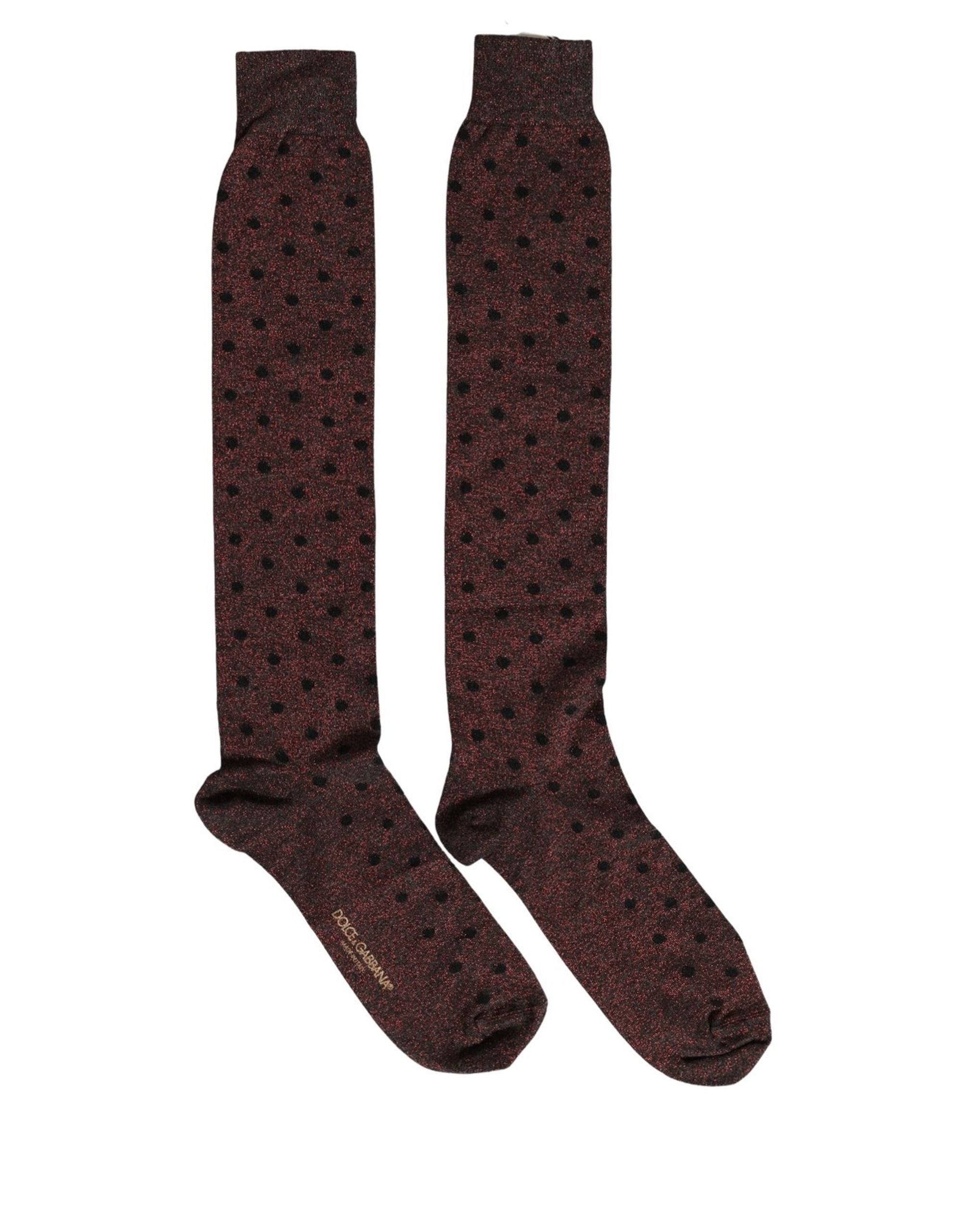 Dolce & Gabbana Brown Polka Dot Over The Calf Accessory Socks