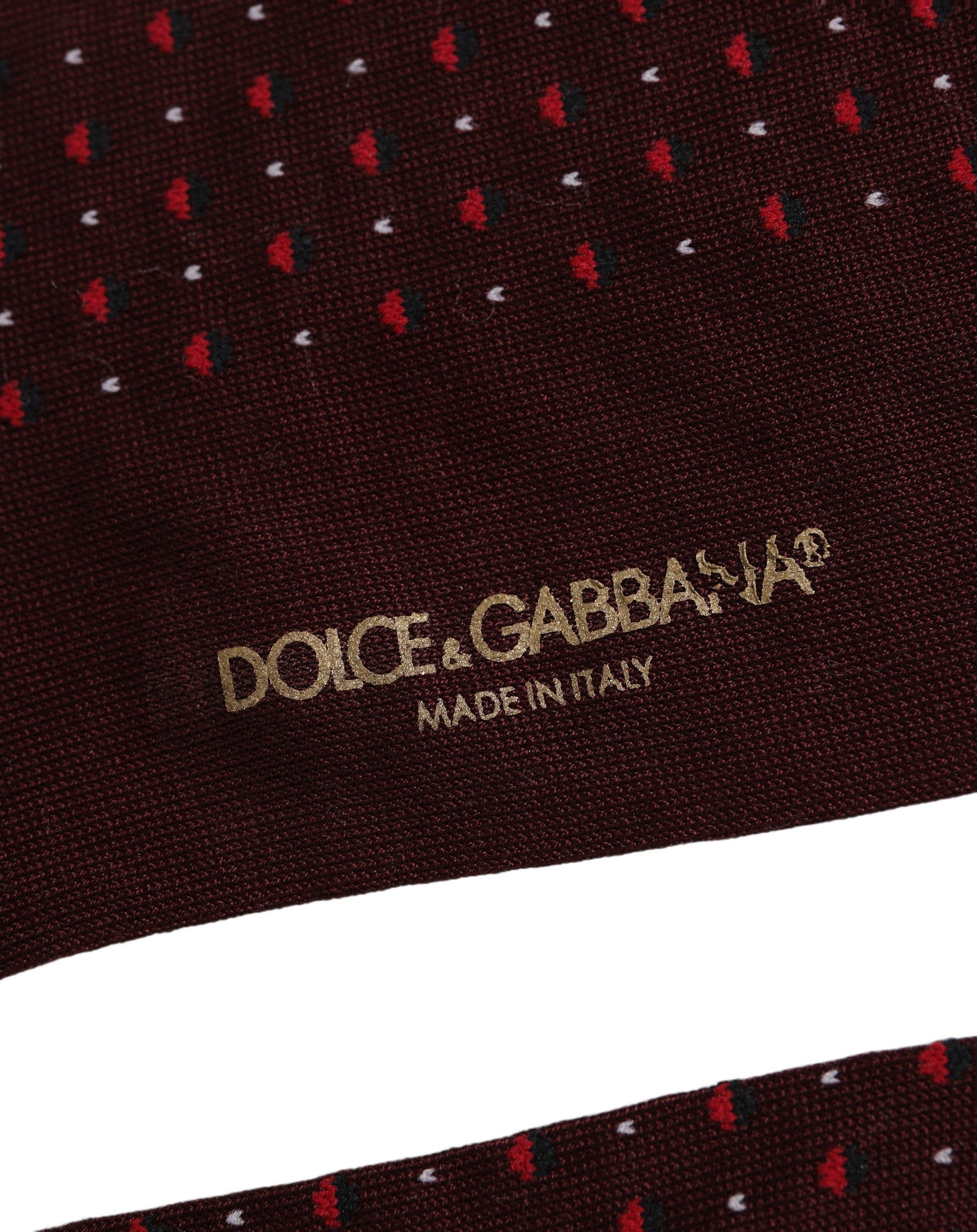 Dolce & Gabbana Burgundy Polka Dot Over The Calf Accessory Socks
