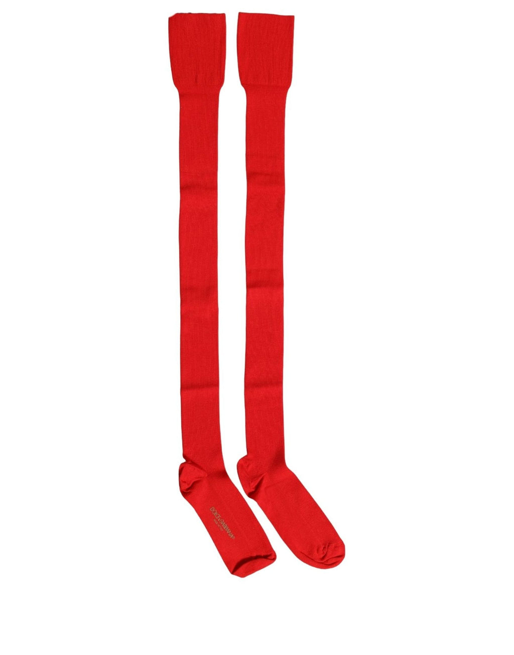 Dolce & Gabbana Men Red Logo Thigh High Ribbed Accessory Socks