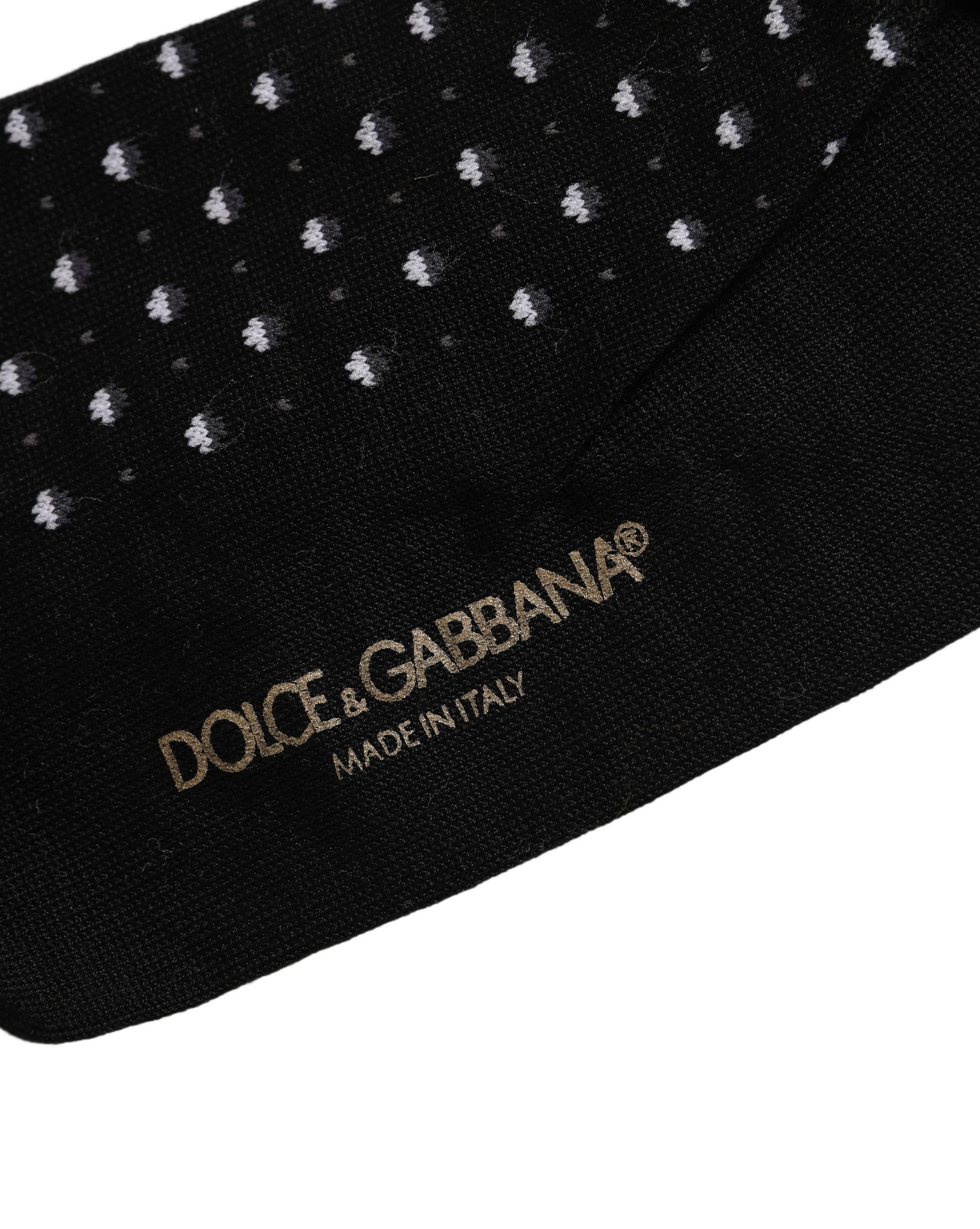 Dolce & Gabbana Black Polka Dot Over The Calf Accessory Socks