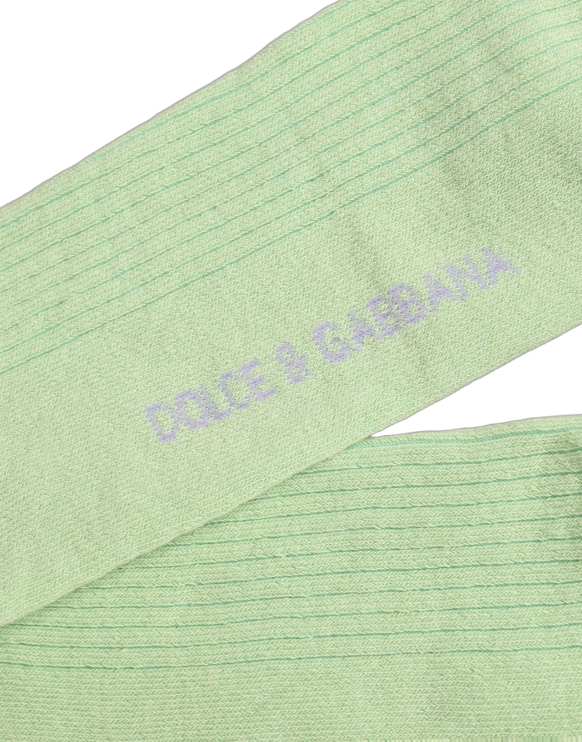 Dolce & Gabbana Men Light Green Logo Over Calf Accessory Socks