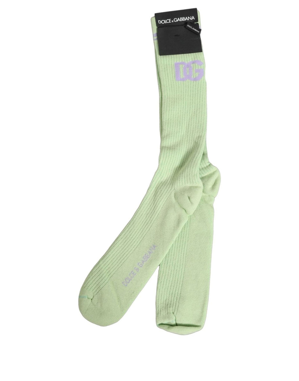 Dolce & Gabbana Men Light Green Logo Over Calf Accessory Socks