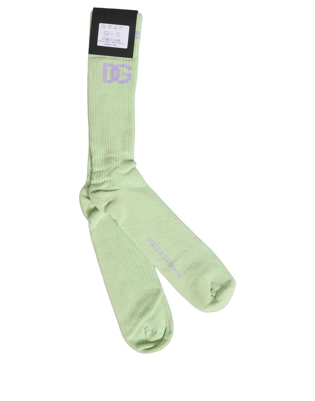 Dolce & Gabbana Men Light Green Logo Over Calf Accessory Socks