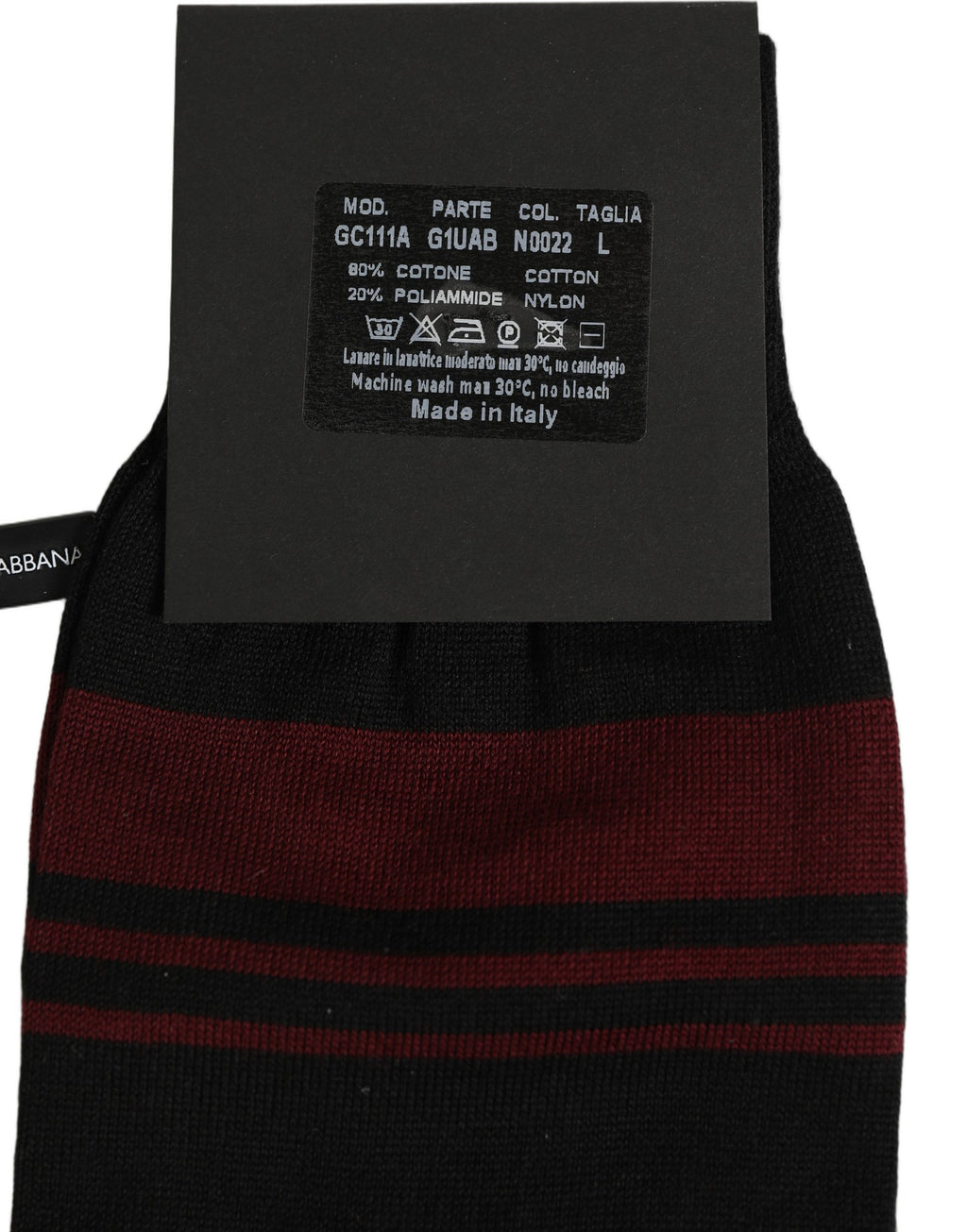Dolce & Gabbana Men Burgundy Black Logo Mid Calf Accessory Socks