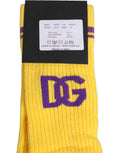 Dolce & Gabbana Men Yellow DG Logo Over Calf Accessory Socks