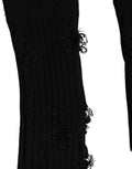 Dolce & Gabbana Black Cotton Distressed Mid Calf Accessory Socks
