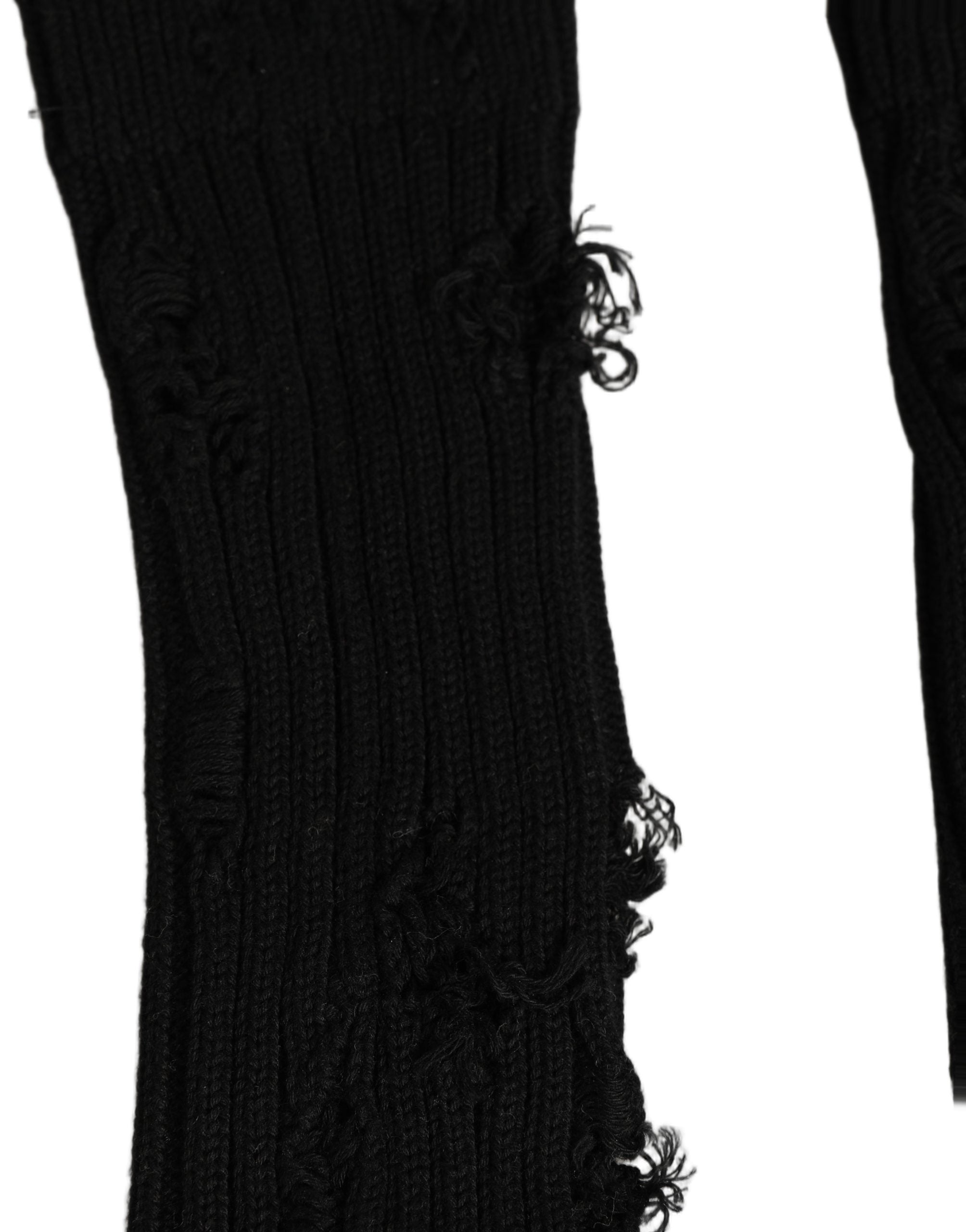 Dolce & Gabbana Black Cotton Distressed Mid Calf Accessory Socks