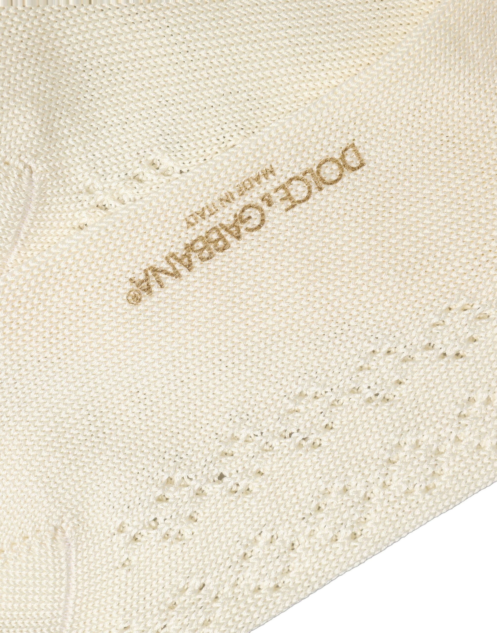 Dolce & Gabbana Off White Cotton Knit Mid Calf Accessory Socks