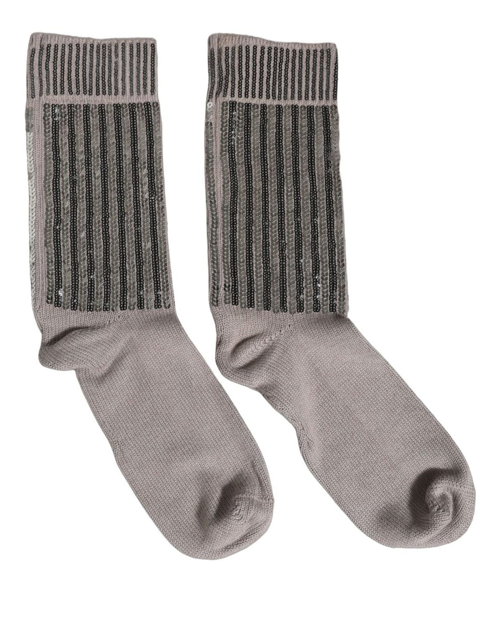Dolce & Gabbana Gray Sequin Cotton Knit Mid Calf Accessory Socks