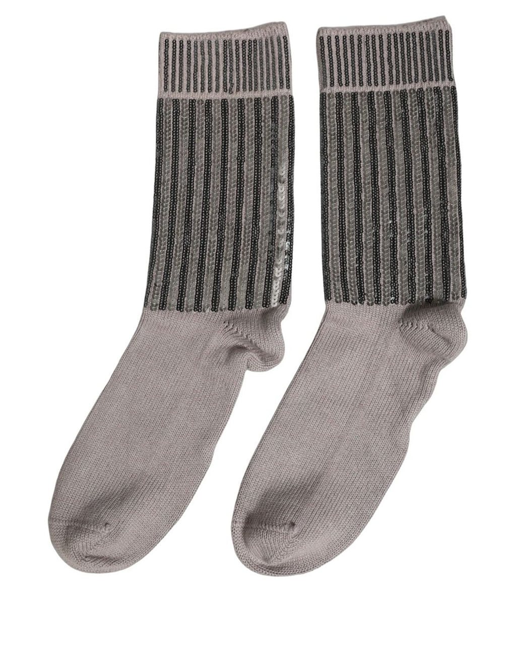 Dolce & Gabbana Gray Sequin Cotton Knit Mid Calf Accessory Socks