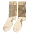 Dolce & Gabbana Off White Sequin Cotton Mid Calf Accessory Socks