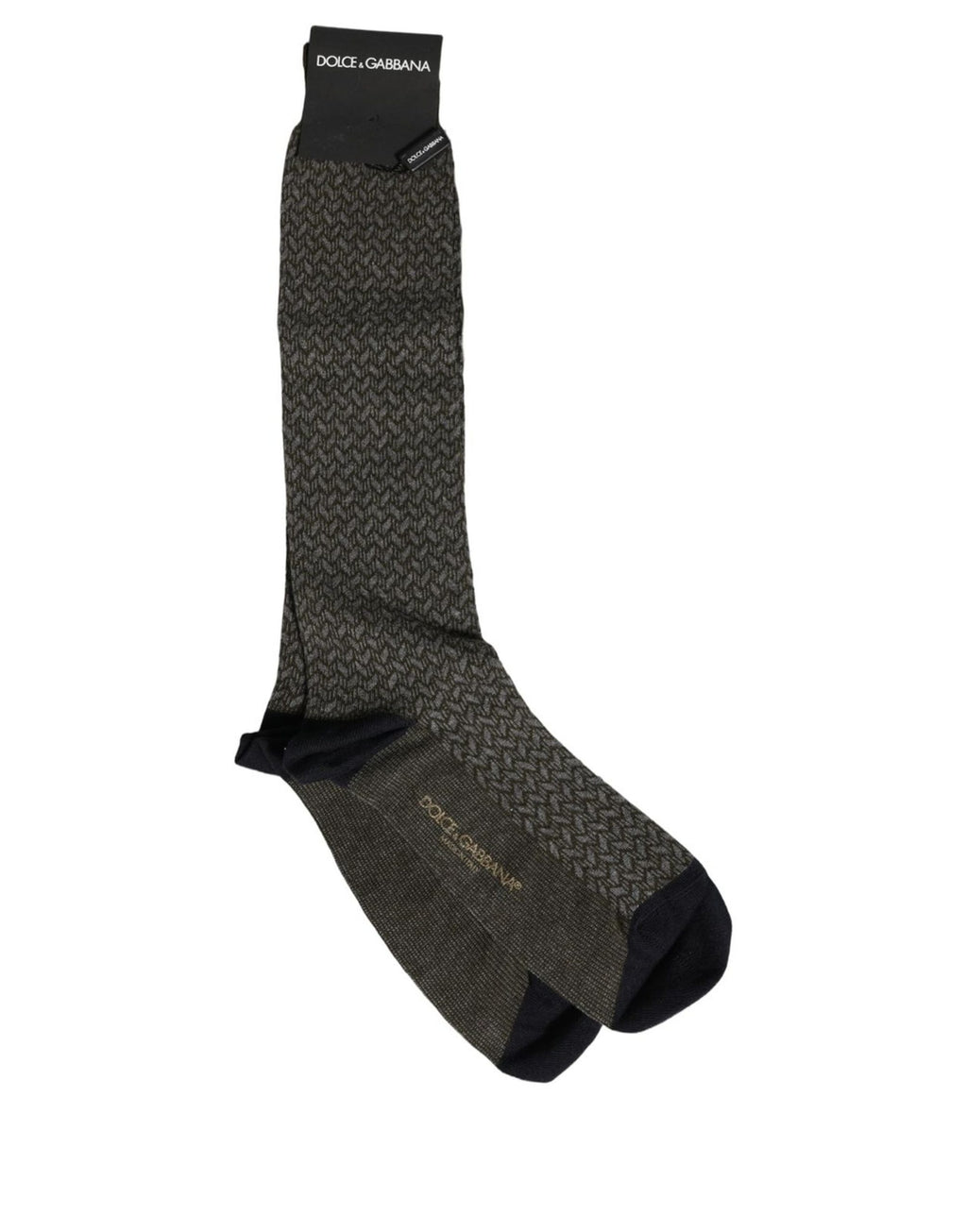 Dolce & Gabbana Dark Gray Cotton Knit Knee High Accessory Socks