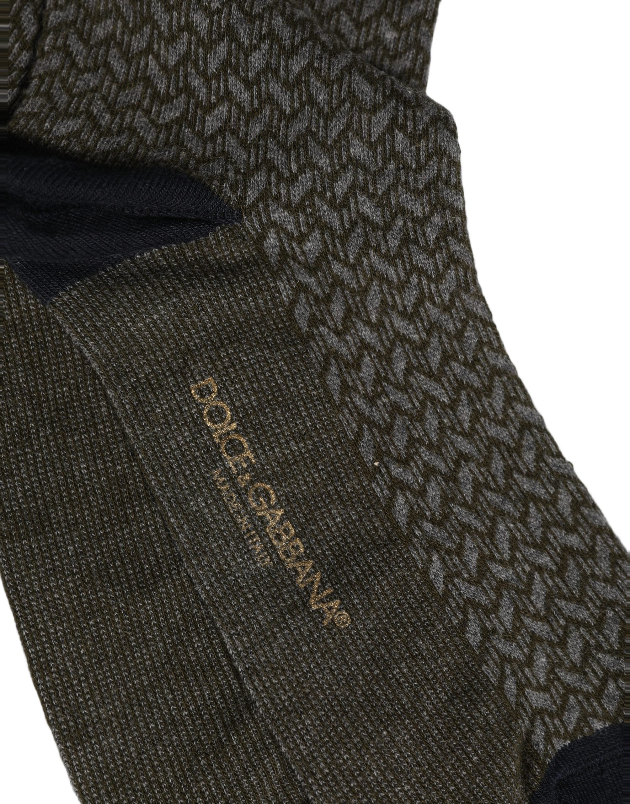 Dolce & Gabbana Dark Gray Cotton Knit Knee High Accessory Socks