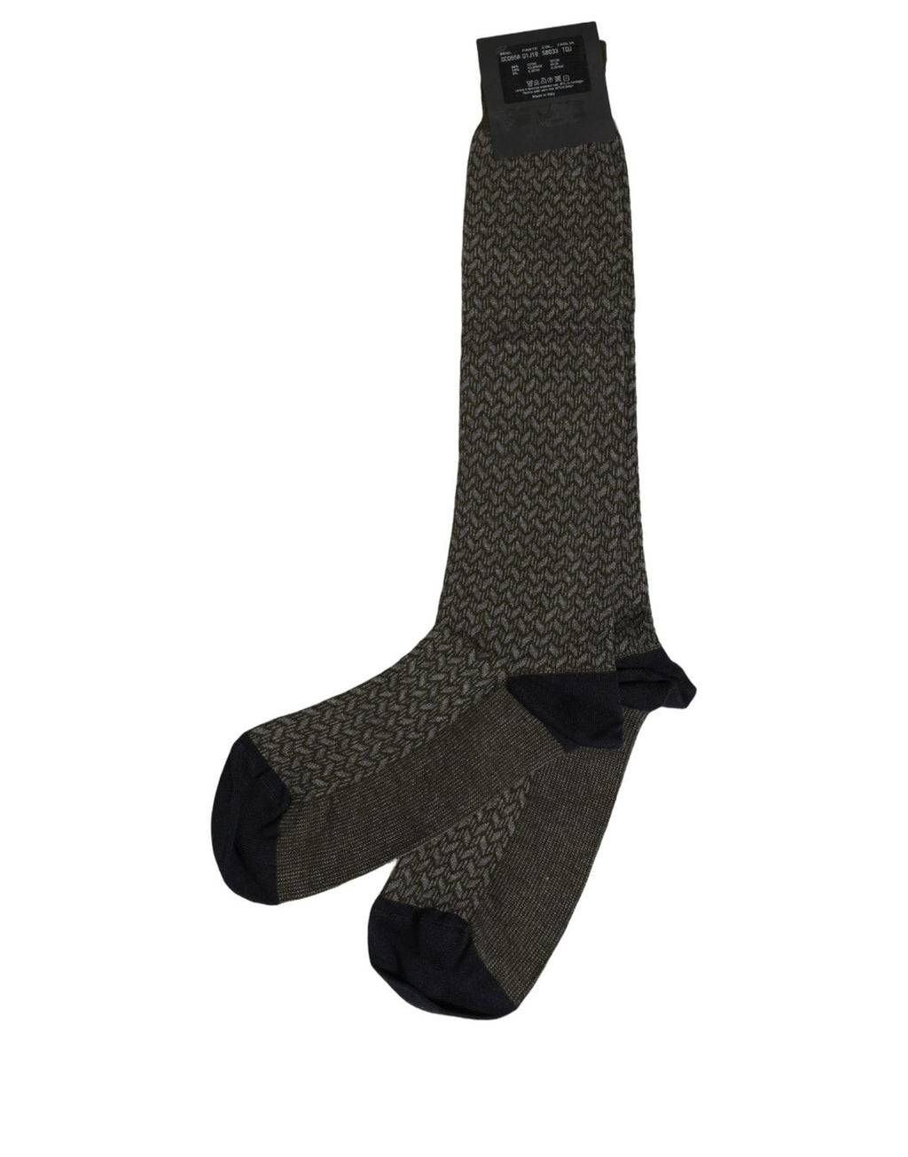 Dolce & Gabbana Dark Gray Cotton Knit Knee High Accessory Socks