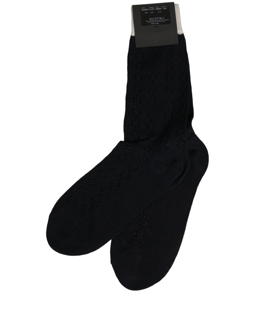 Dolce & Gabbana Dark Blue Cotton Knit Mid Calf Accessory Socks