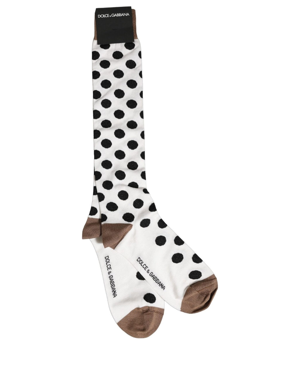Dolce & Gabbana White Polka Dot Over The Calf Accessory Socks