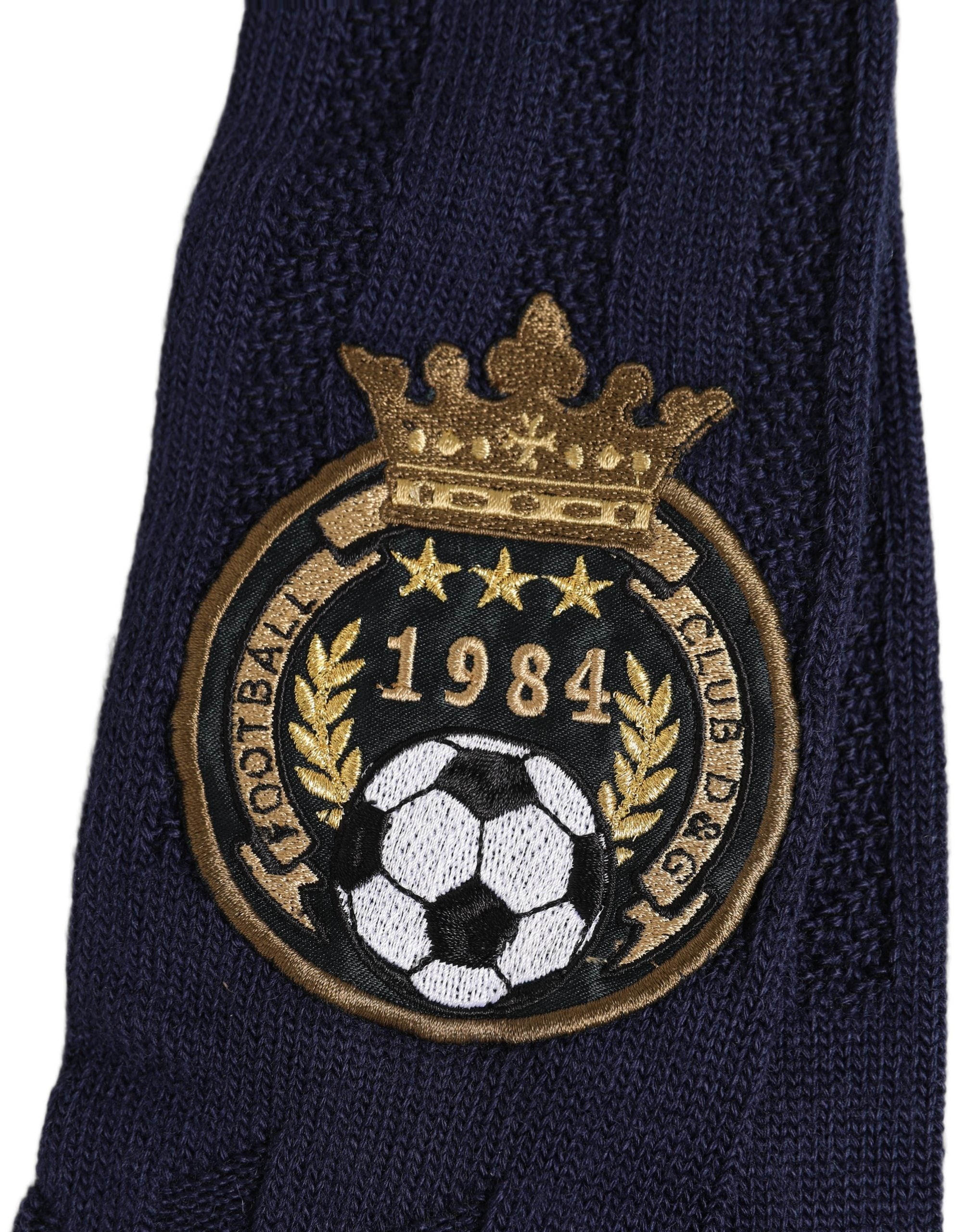 Dolce & Gabbana Navy Blue Wool Crest Logo Knee High Accessory Socks