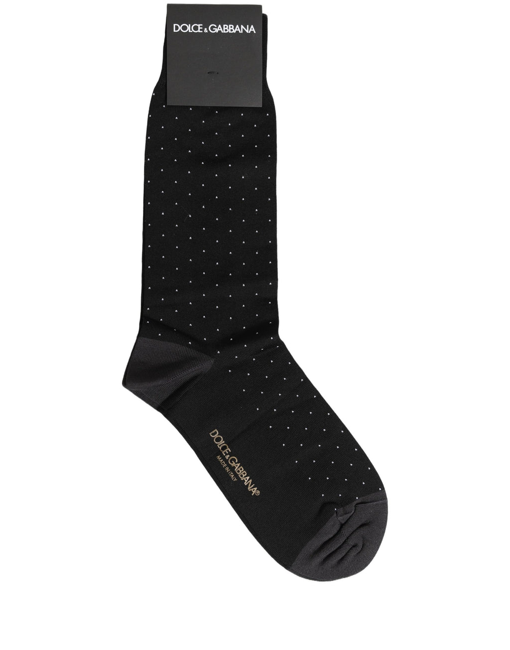 Dolce & Gabbana Men Black Cotton Polka Dot Mid Calf Accessory Socks