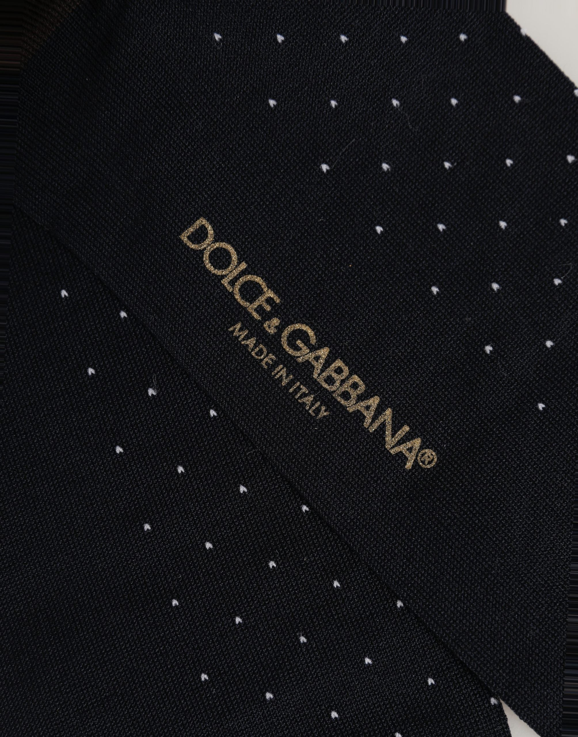 Dolce & Gabbana Men Black Cotton Polka Dot Over The Calf Socks