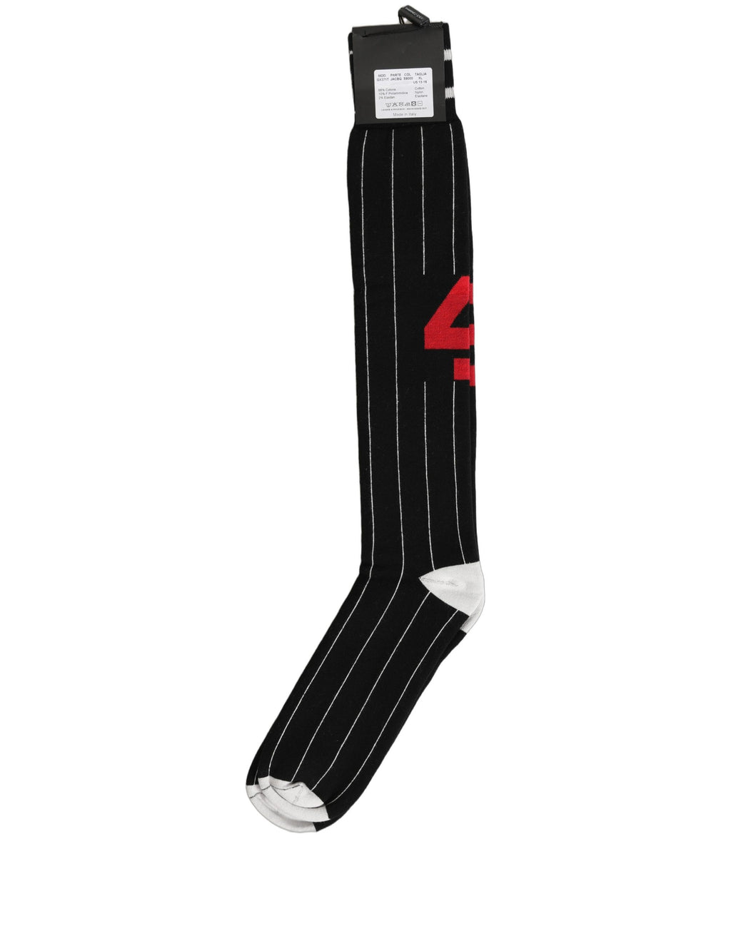 Dolce & Gabbana Men Black Pinstripe Logo Knee High Accessory Socks
