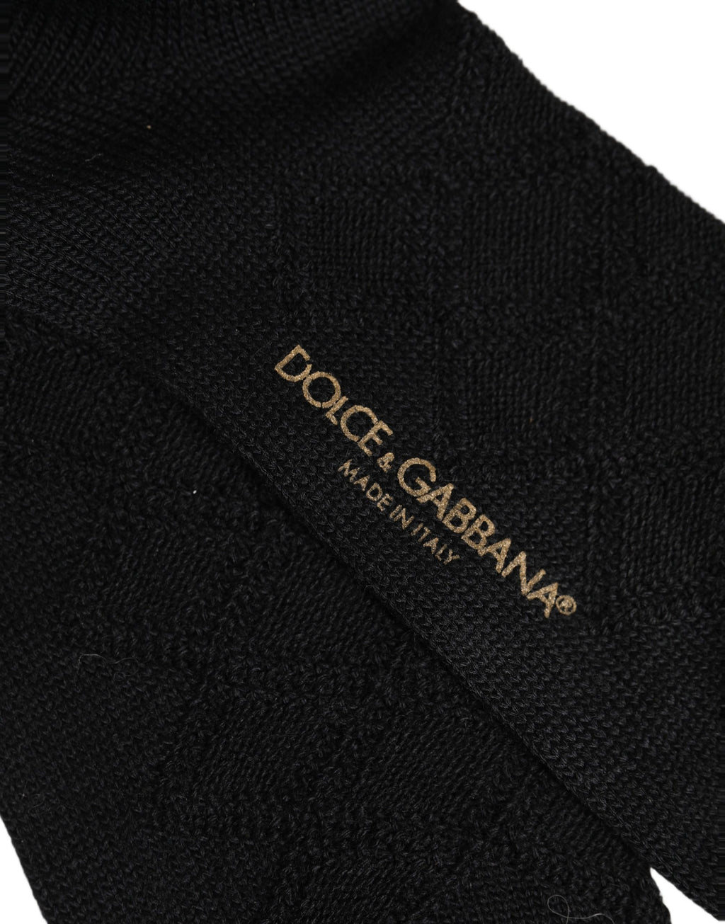 Dolce & Gabbana Men Black Wool Crest Logo Knee High Accessory Socks