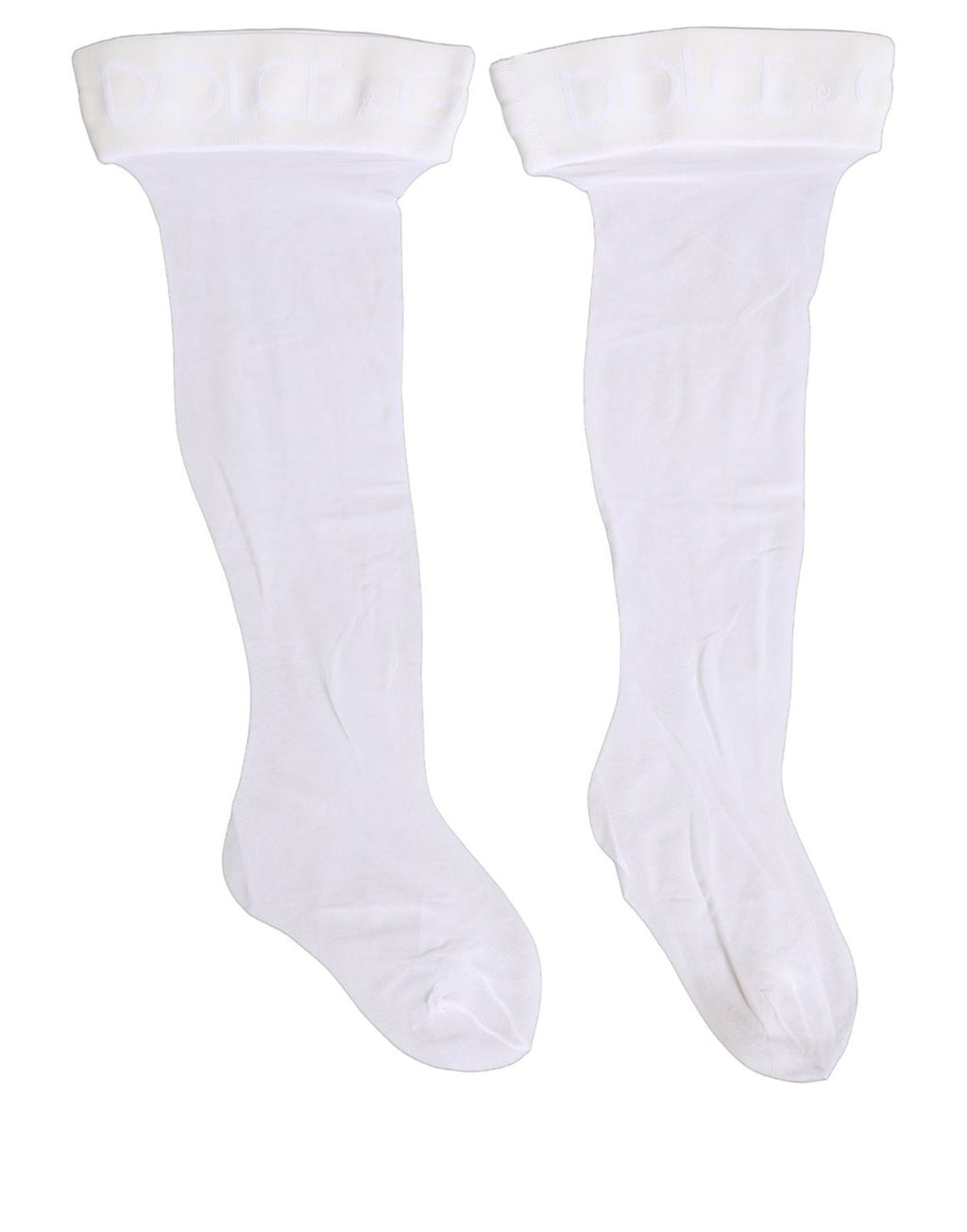 Dolce & Gabbana .White Nylon Logo Calf Long Women Accessory Socks