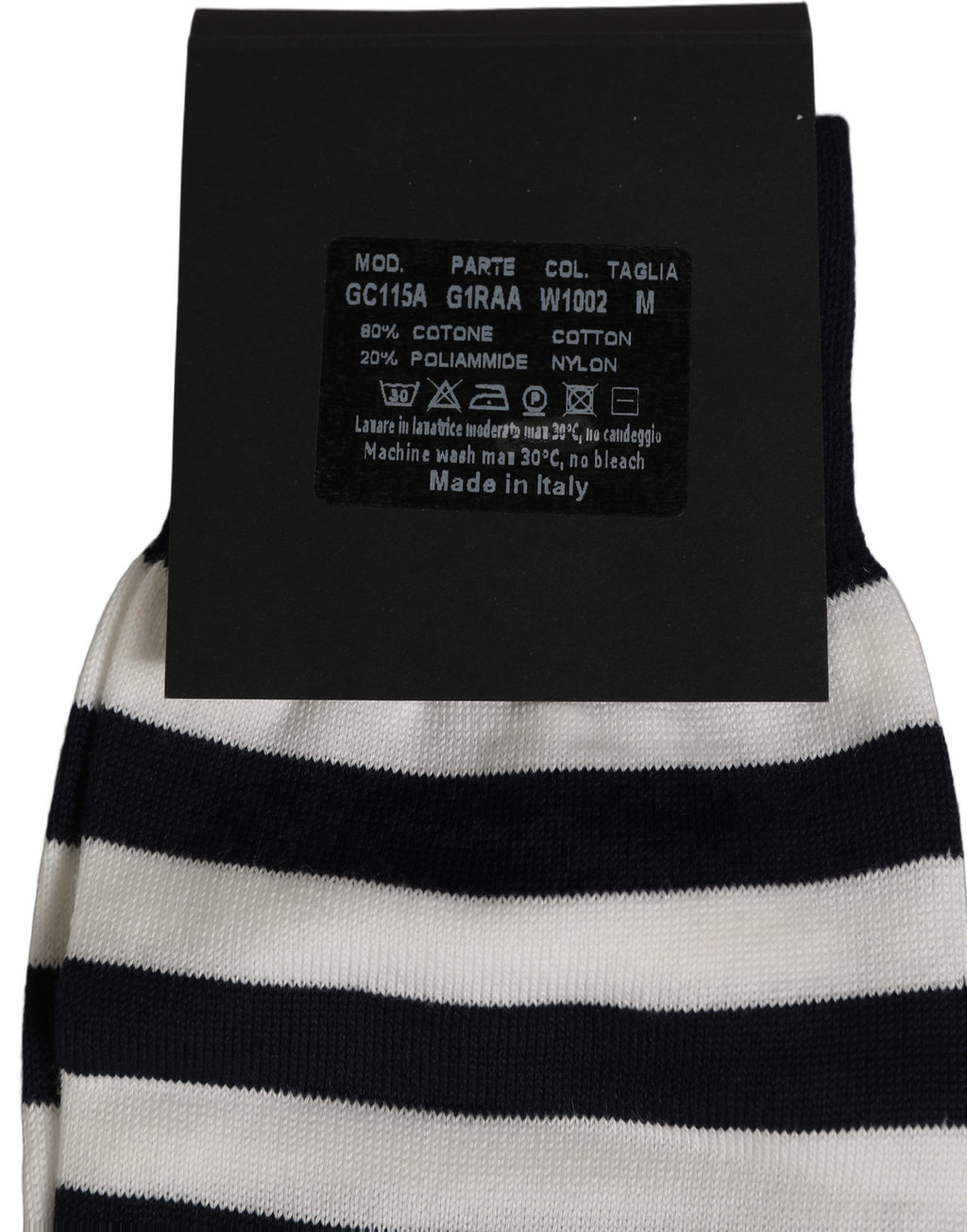 Dolce & Gabbana Black White Stripes Cotton Mid Calf Accessory Socks