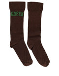 Dolce & Gabbana Brown Embroidered Cotton Mid Calf Accessory Socks