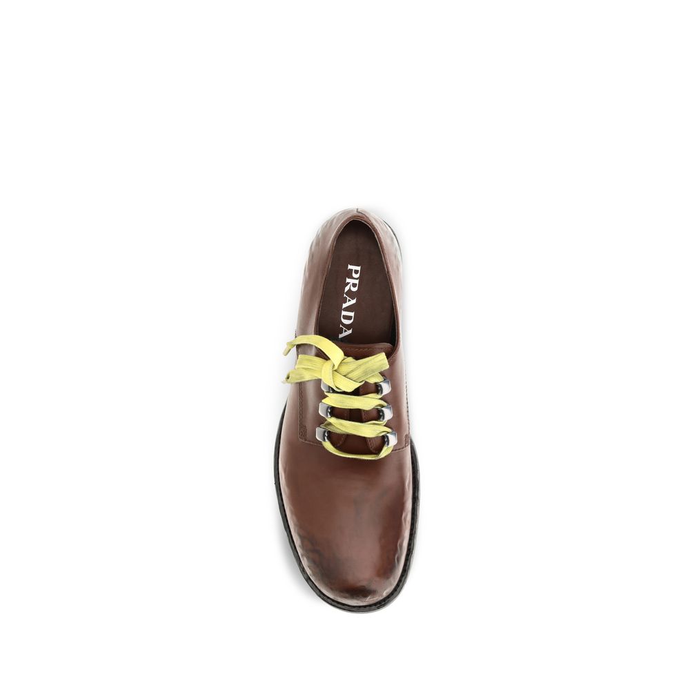 Prada Brown Calf Leather Bos Taurus Slip-On Loafers