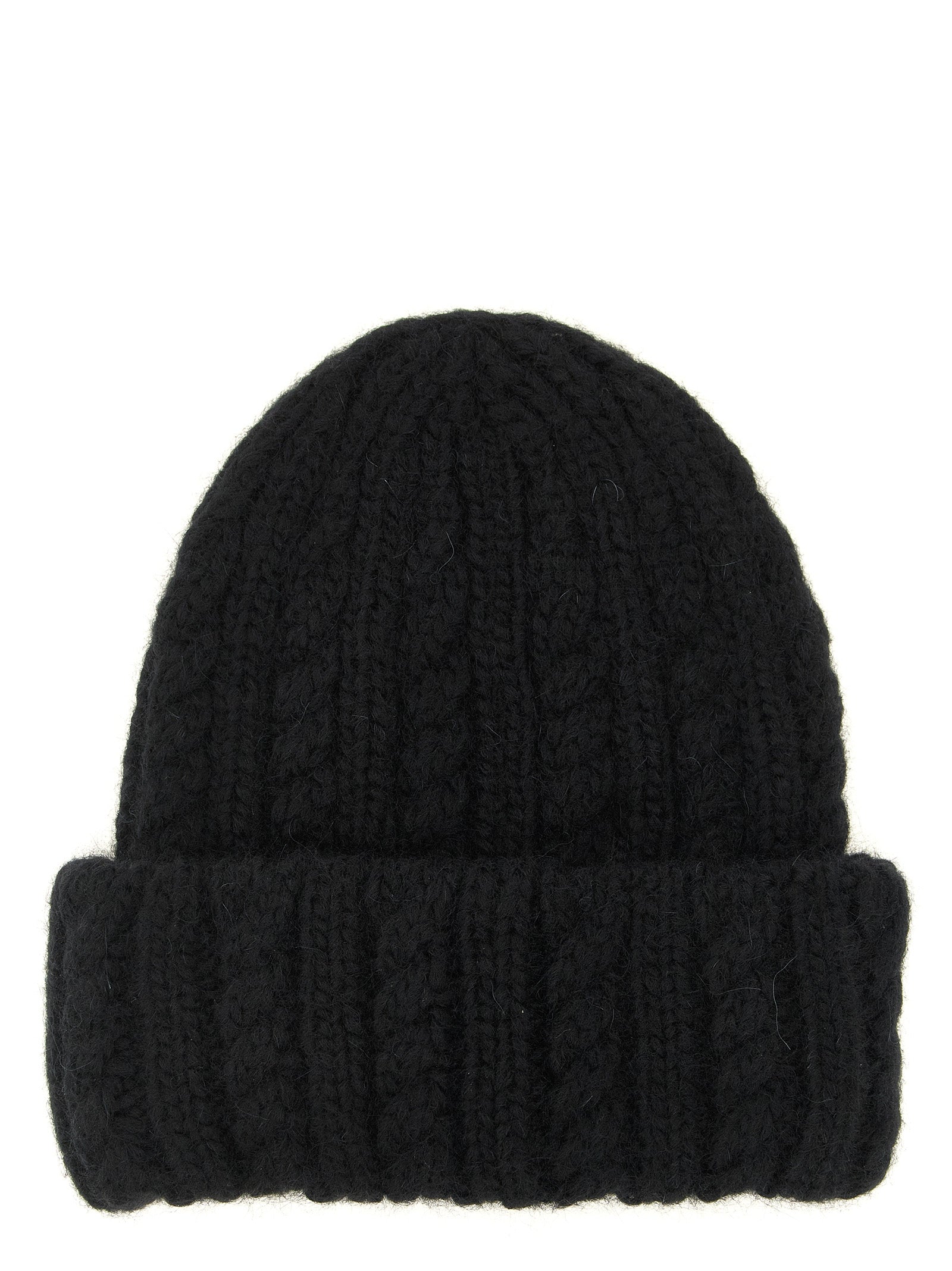 Moncler Black Alpaca Leather Beanie