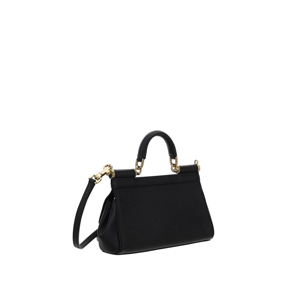 Dolce & Gabbana Black Calf Leather Bos Taurus Handbag