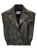 Miu Miu Brown Lamb Leather Sleeveless Jacket