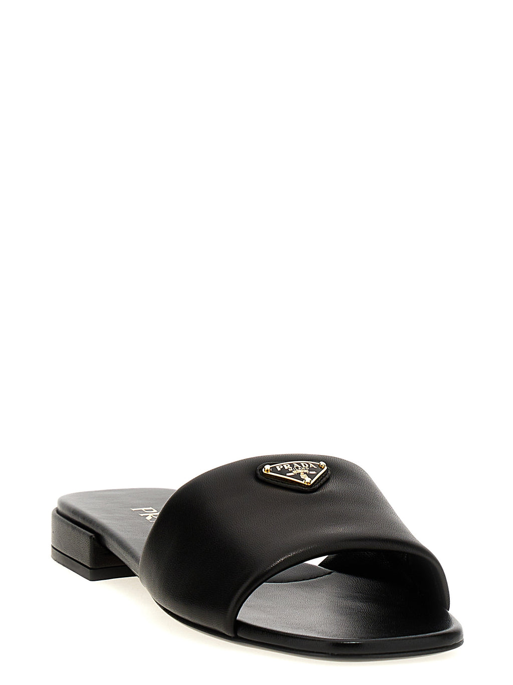 Prada Black Lamb Leather Slides