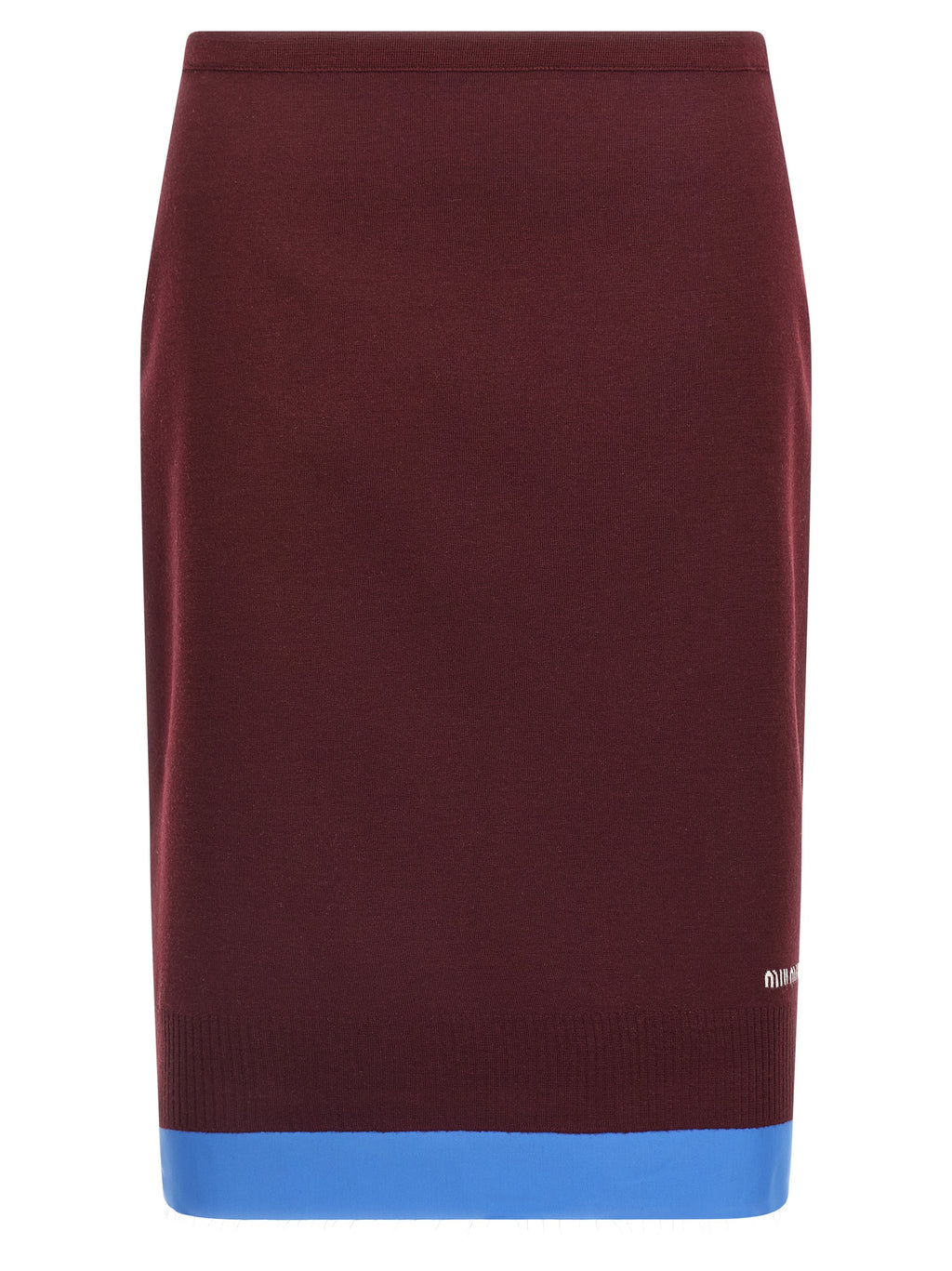 Miu Miu Bordeaux Virgin Wool Midi Skirt