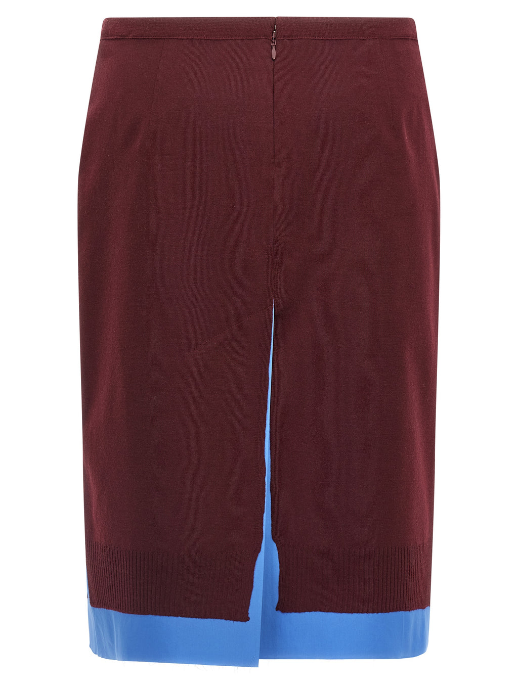 Miu Miu Bordeaux Virgin Wool Midi Skirt