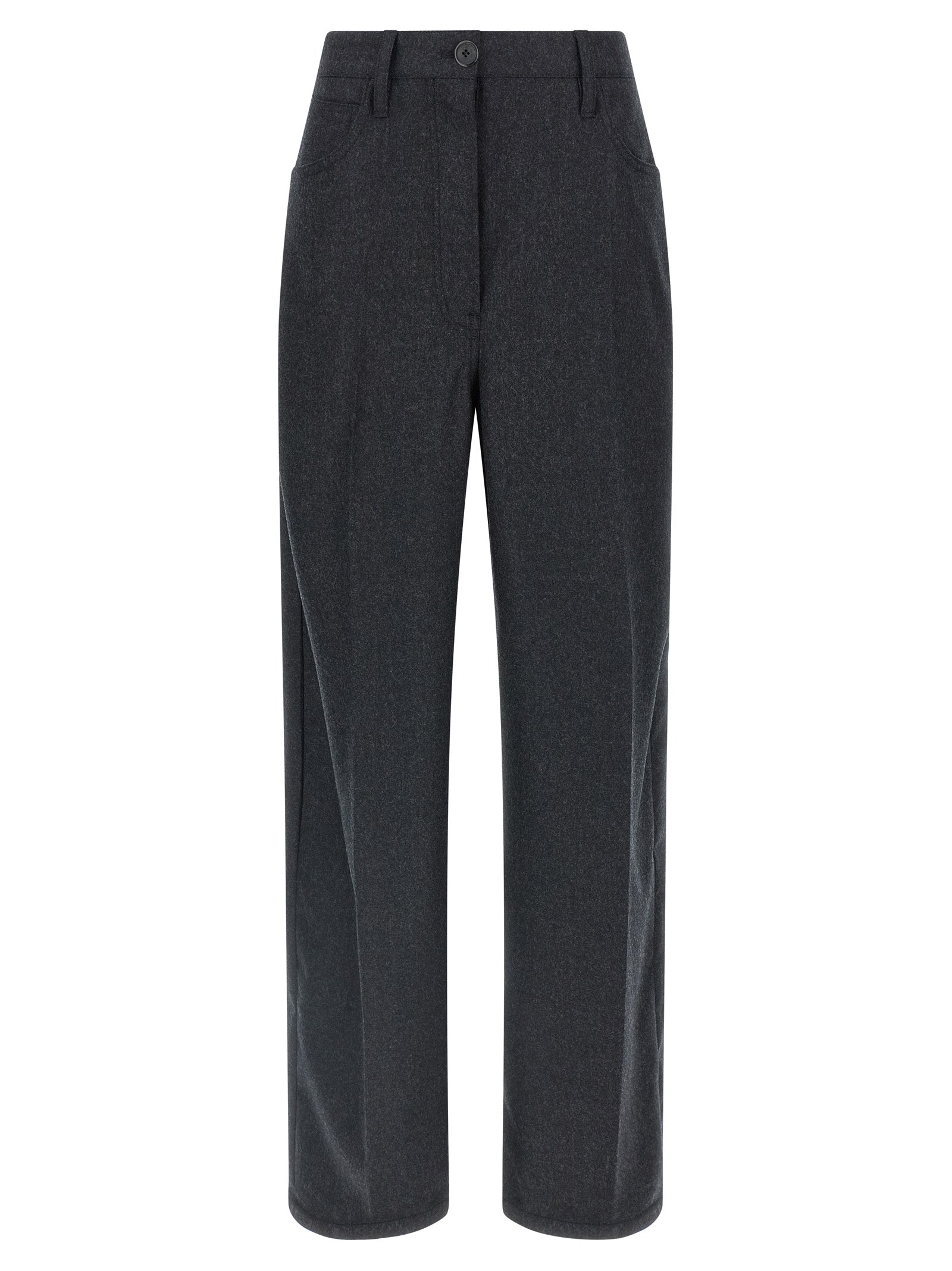 Prada Gray Virgin Wool Casual Pants