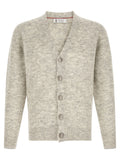 Brunello Cucinelli Gray Alpaca Leather Cardigan