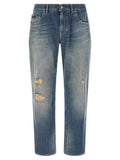 Dolce & Gabbana Blue Cotton Relaxed Fit Jeans