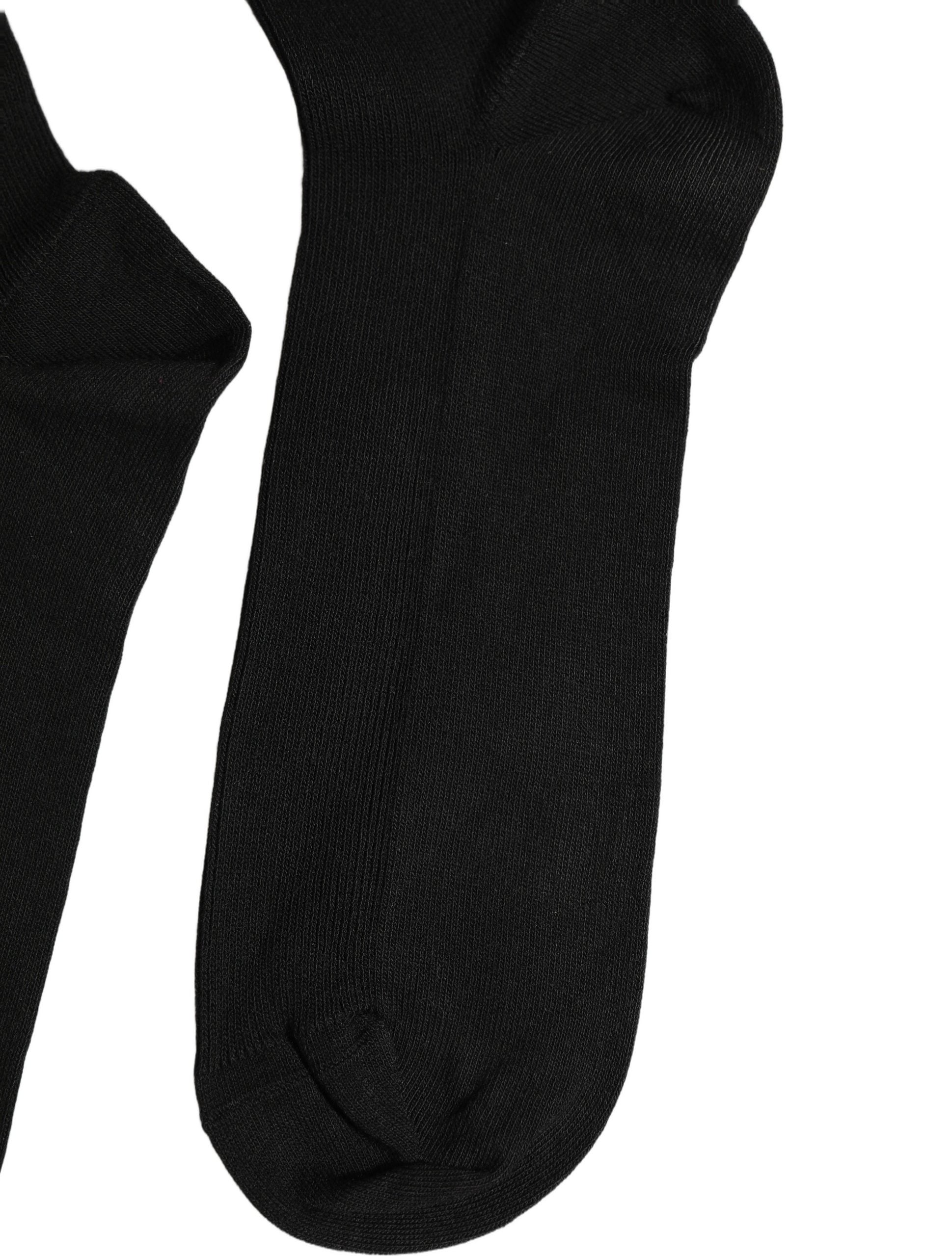 Dolce & Gabbana Black Cotton Ribbed Logo Over The Calf Women Socks