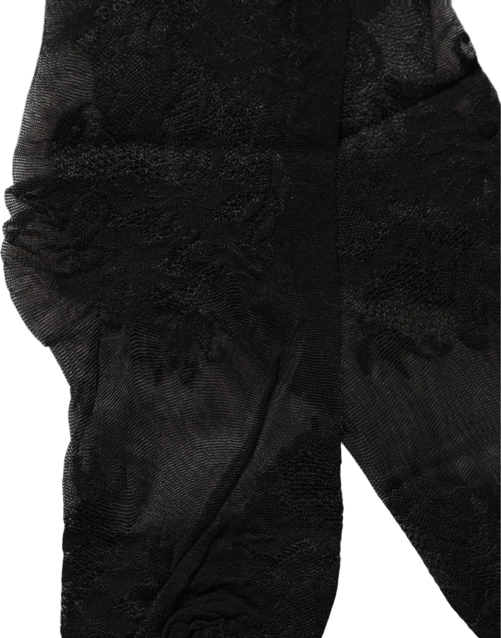 Dolce & Gabbana Black Floral Nylon Stretch Over The Calf Socks